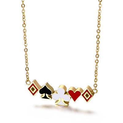 China New Product Custom Fashion Simple Poker Suit Pendant 316L Stainless Steel Poker Hearts And Spades Pendant Necklaces for sale