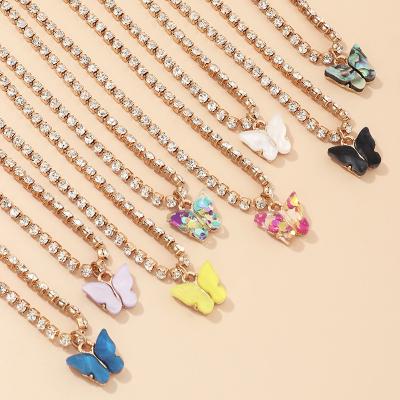 China wholesale hot selling diamond chain butterfly bracelet anklets foot jewelry for women for sale