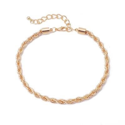 China Bracelet Rope Chain Curb Cuban Women's Men's Fashion Twisted Anklet Bracelet Figaro's Stainless Steel Gold Chain Anklet for sale