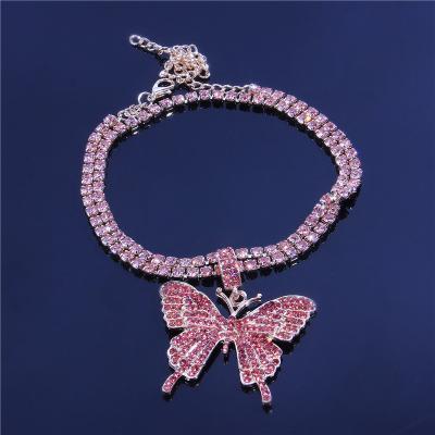 China Personalized big butterfly tennis anklet multi-layers anklets women bling ankle bracelet anklets for women for sale