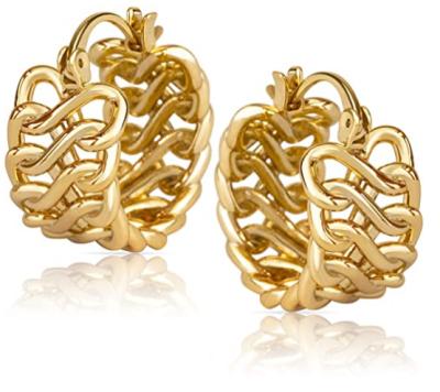 China Gold Plated Link Mesh Delicate Hypoallergenic Open Chain Braided Small Chunky 18k Gold Braided Hoop Earrings for sale