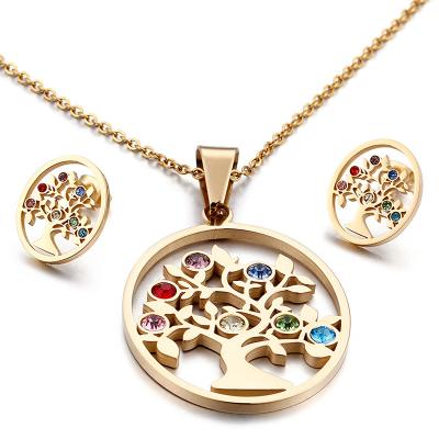 China Mexico fashion wedding Family tree necklace jewellery 18k gold plated expensive jewelry set 2021 for sale