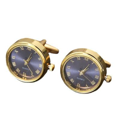 China Men's luxury clock cufflinks classic French fashion rotatable clock golden cufflinks holiday gifts necessary for sale