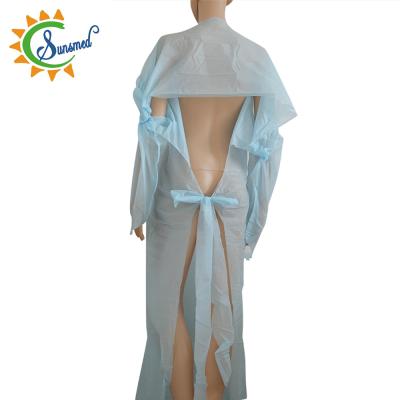 China Disposable CPE Thumb Gown Isolation Hospital Products Hospital CPE Surgical Gown zu verkaufen