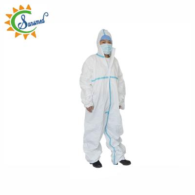 China Economical Nonwoven Breathable Protective Disposable Work Coveralls Disposable Coverall Film Coverall With Hood for sale