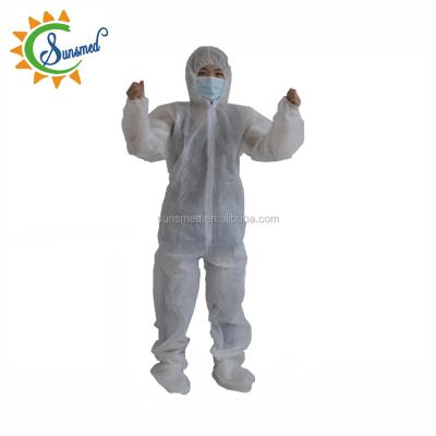 China Economic Nonwoven White Coverall Disposable Coverall With Hood Coverall With Shoe Cover for sale