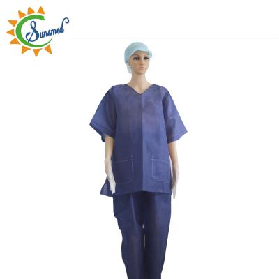 China Shirts+pants Disposable Nonwoven Nurse Uniform Medical SMS Uniform With Shirts And Pants zu verkaufen