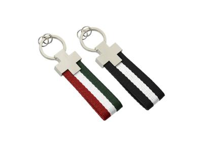 China Webbing Car Leather Key Holder Rectangle Keychain Iron Pantone Hang for sale