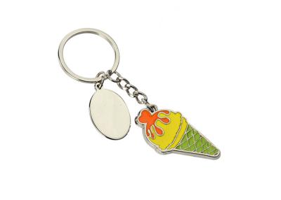 China Pantone Cute Metal Keychain Enamel 3mm Thick Car Ice Cream Keychain Zinc Alloy for sale