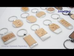 Beech Wooden Keychain Engraving Nickel Iron Nature Color Light Weight
