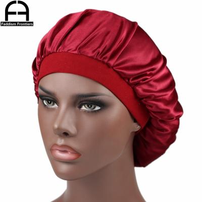 China Soft Wide Band Silk Hood For Women Silky Sleep Hat Hood Hijab Hair Cover Scarf Woman Hood for sale