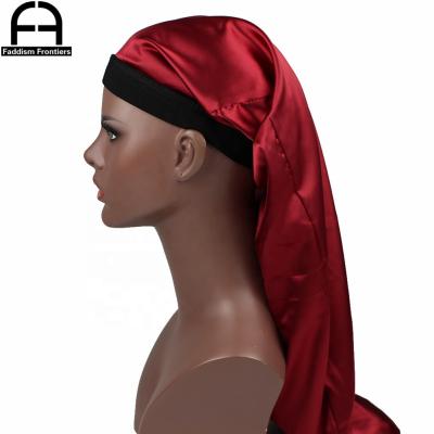 China Men's Long Soft Satin Hood Braid Dreadlocks Cover Hair Cover Durag Band Hood Dome Cap Sleep Hat Wide Dreadlocks for sale