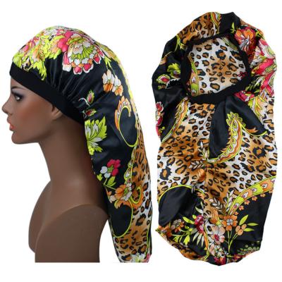 China Eco-friendly Hair Hoods Women's Satin Hood Beauty Printing Satin Dreadlock Hood Sleep Night Hat For Women for sale