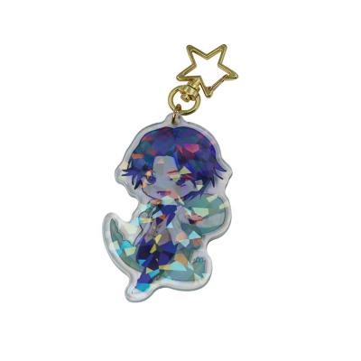 China JOUNOVO Advertising Custom Clear Holographic Acrylic Charms Custom Printed Anime Transparent Hologram Keychain Key Chain for sale