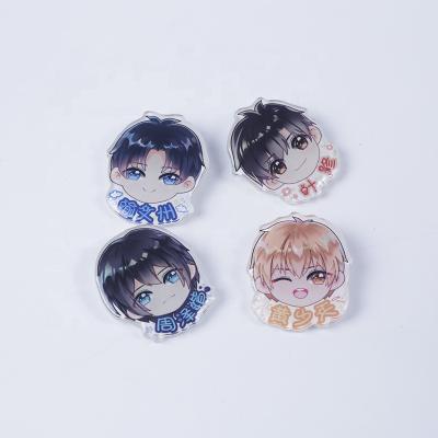 China Promotion Figure Badge Custom Printed Acrylic Charms Cartoon Badge Laser Anime Glitter To Charm Bilateral Figure Acrylic Badge for sale