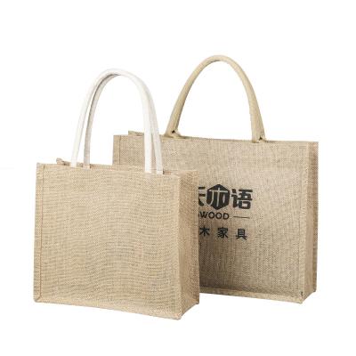 China Eco-Friendly Custom Logo Color Eco-Friendly Burlap Grocery Tote Bags Reusable Jute Shopping Bag for sale