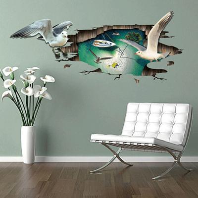 China Wholesale Custom Removable 3d Seagull Vinyl Wall Sticker New Arrival Self Adhesive/Removable/Eco Friendly for sale