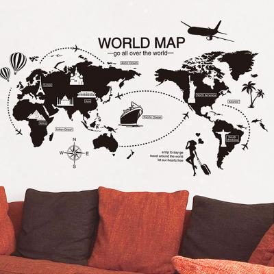 China Custom Travel World Map PVC Home Decor Wall Sticker New Design Wholesale Self-adhesive/Removable/Eco-Friendly for sale