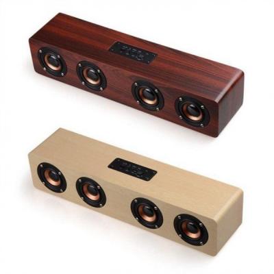 Chine 4000mah En Bois Bluetooth Sans Fil HIFI Haut-Parleur Portable Musique SoundBar AUX Mains Libres pour TV à vendre