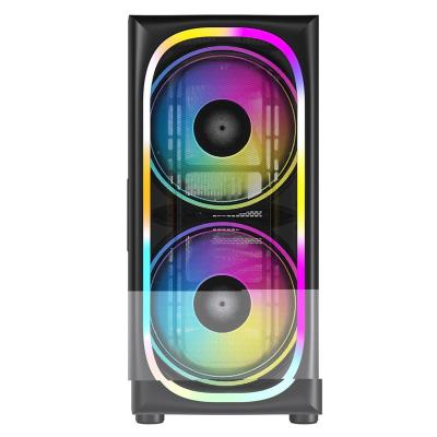 China ATX-Gehäuse, PC-Gaming-ARGB-Acrylglas-PC-Gehäuse, 2 x 200 mm LED-Beleuchtung zu verkaufen