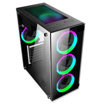 China Gabinete de computadora de CPU ATX de vidrio templado RGB E3787 en venta