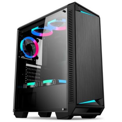 China MATX ABS SPCC Gabinete de computadora RGB 5x12cm Fans Full Glass PC Case en venta