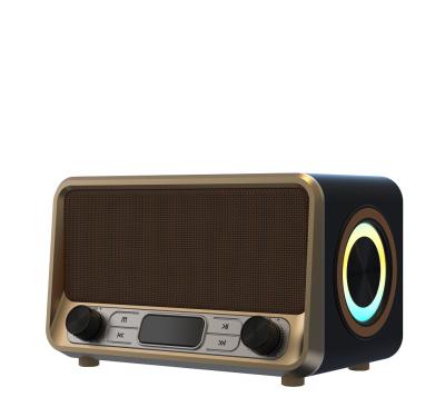 China Construcción de madera y metal, alta calidad de sonido, Bluetooth 5.0, USB, TF, AUX, TWS, radio FM, luces LED RGB, pantalla LED en venta