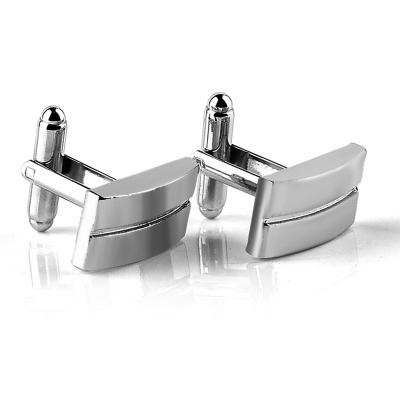 China Anniversary New Arrive Fashion Simple Silver Metal Alloy Sleeve Shirt Cufflinks for sale