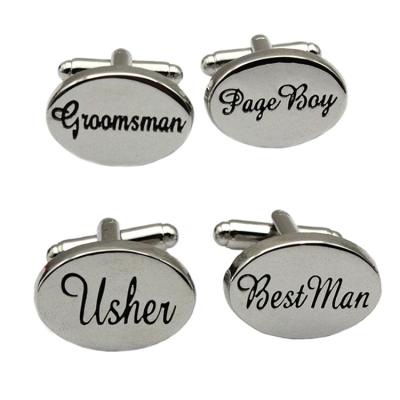 China Wholesale Best Boy Groomsman Birthday Letter Usher Engagement Party Mens Wedding Cufflinks Man Page Blank Cufflinks for sale