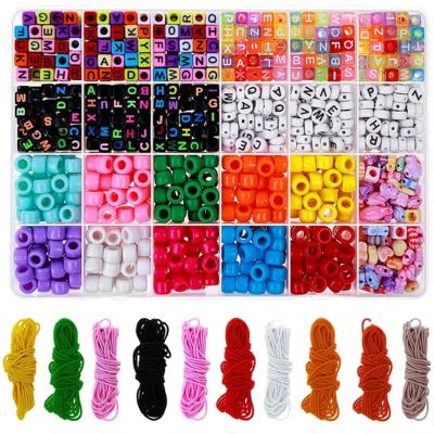 China TRENDY Acrylic Letter Beads DIY Bracelet Barrel Bead Accessories 8 Color Elastic Line Custom Explosion for sale