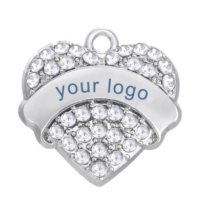 China ALLOY Jewelry Wholesale Personalized Zinc Alloy Crystal Rhinestone Customized Letter Heart Shape Charms for sale