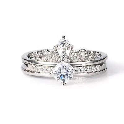 China Fashion Fashion King Queen Crown Ring Sets for Women Birthday Engagement Party Valentine Day Gifts Adjustable Rings for sale