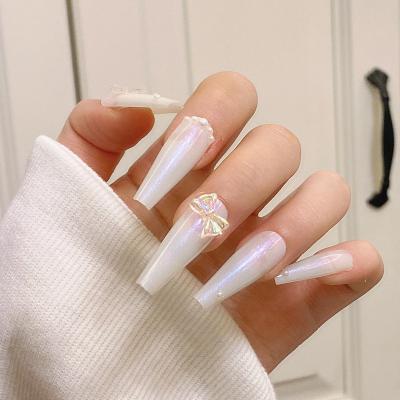 China Meaterial Long Jelly Cute Press On Nails Eco-friendly 2022 New Product French Natural Acrylic for sale