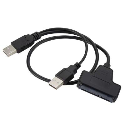 China Factort Price 2.5 Inch USB 2.0 Hard Disk To Dual USB To SATA 15+7 (22) Pin Data Power Cable Connector For 2.5