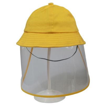 China COMMON In Order Running Cute Kids Fishermen Hat With Removable TPU Face Mask 100% Cotton Baby Bucket Hat With Clear Shields for sale