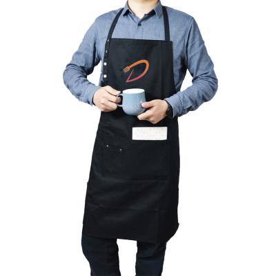 China Custom Cleaning Apron Embroidered Logo Cotton Polyester Bib Apron for Waiter Waitress for sale