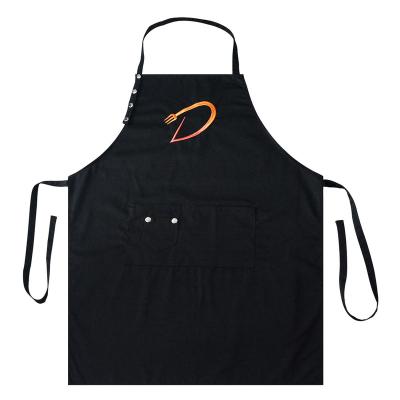 China 2022 Hot Selling Custom Kitchen Cleaning Apron Embroidered Logo Cotton Polyester Bib Aprons For Women Men for sale