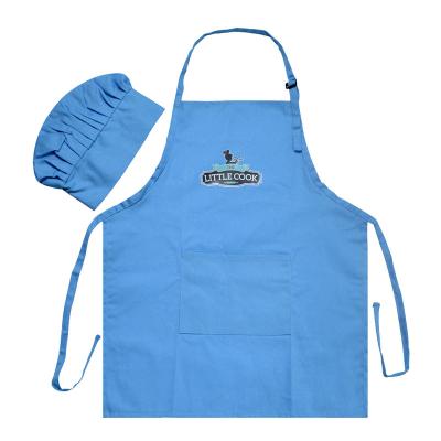 China Polyester Kids Apron and Chef Hat Set for Cooking Dress-up Craft Party BBQ Apron and Cleaning Hat Set for Cooking and Drawing for sale