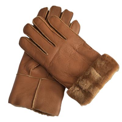 China Simply 2020 Winter Leather Men Keeping Worm Gloves Inside Wool Liner Sheepskin Fur Thickened Leather Glove for sale