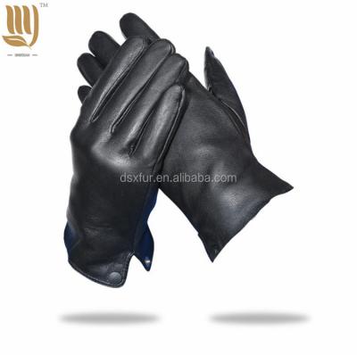 China Wholesale Fashion Dsx Men's Ethiopia Black Genuine Sheepskin Durable Mens Leather Gloves Driving Wool Scratching Touch Screen Leather Gloves for sale