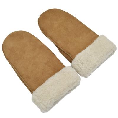 China Simple Cheap Price Winter Sheepskin Fur Warm Genuine Leather Women Patterned Mittens Gloves for sale