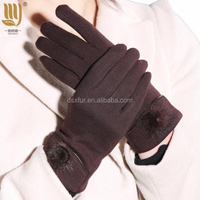 China Women Winter Gloves Fashion Touch Screen Fur Capsule Black Lace Durable Wrist Gloves For Girls Warm Fitness Outdoor Mittens for sale