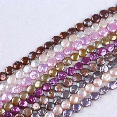 China Freshwater Pearl Custom Dyed Colorful Coin Flat Around Freshwater Pearls for sale