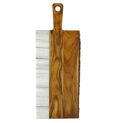 China Creative Natural Live Edge Acacia Wood Cutting and Serving Board and Marble Cutting Serving Board for Serving Food and Snacks for sale