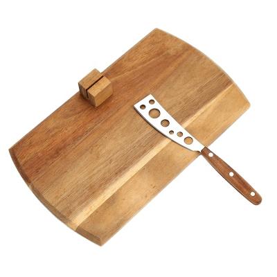 China Sustainable Popular Practical Acacia Wood Cheese Cutting Board With Cheese Knife for sale