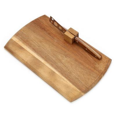 China OEM Sustainable Acacia Wood Cutting Board Holder With Cheese Knife Cheese Tools Board Set For Serving And Cutting Cheese for sale