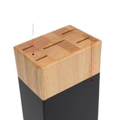 China Factory 5 Sustainable Premium Essential Slotted Universal Knife Block Rubber Wooden Kitchen Knife Holder For Kitchen for sale