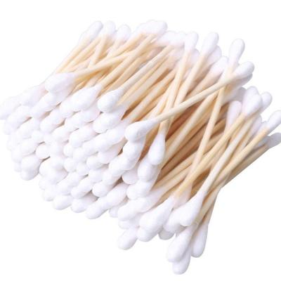 China Wholesale Korea OEM Daily Cleaning Earbuds Q Tips Disposable Eco-friendly Wooden Stick Cotton Pads In PP Bag for sale