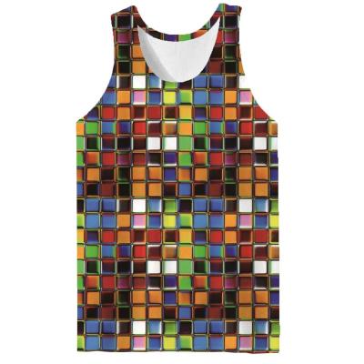 China Free Sample QUICK DRY Rainbow Mens Geometry Tank Tops Bodybuilding Colorful Vest Shirt Sleeveless Muscle Muscle Clothes High Quality Casual for sale