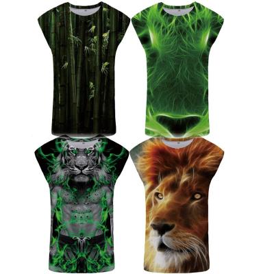 China Free Sample QUICK DRY Forest Tank Top Men Bamboo Chinese Style Ftness Clothing Green Vest Singlet Men's Bodybuilding Knit for sale